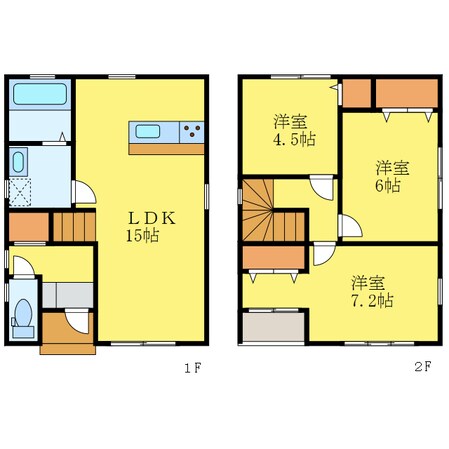 佐古駅 徒歩9分 1-2階の物件間取画像